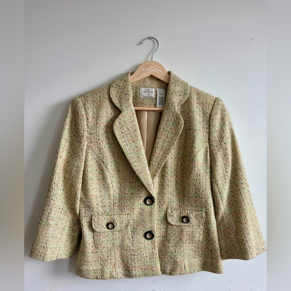 Vintage Emma James | Women's Tweed Blazer | Mint Cream